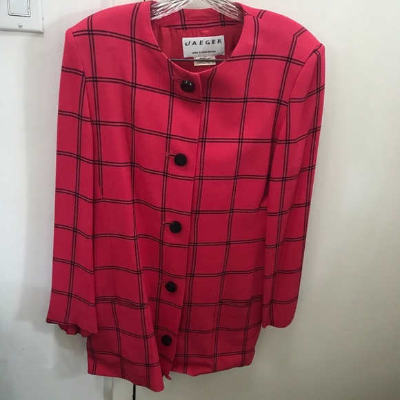 JAEGAR 2PC SUIT Red Linen Blend Jacket+ Skirt 4EUC - Picture 7 of 8